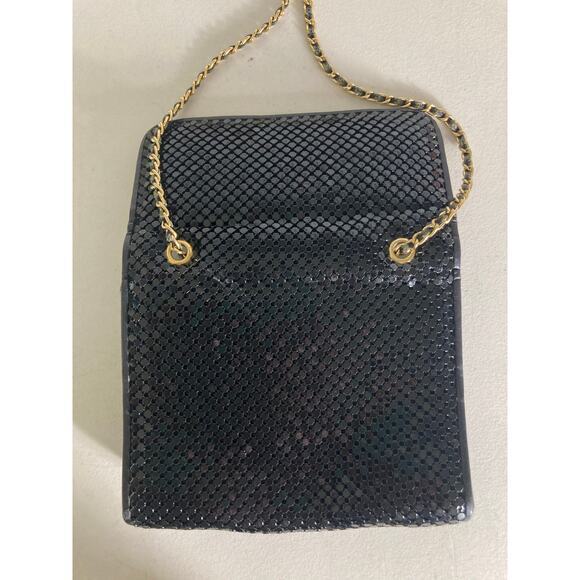 Whiting & Davis Women's Black Evening Purse Bag Crossbody Bag w/ Gold Chain‎ - Picture 16 of 16